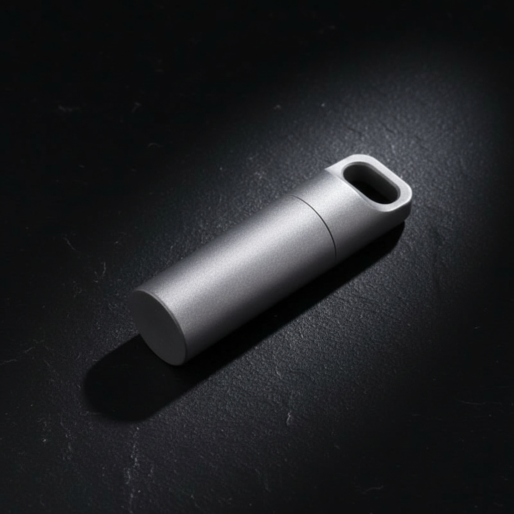 Gray Titanium Keychain Canister · S, M, L — S
