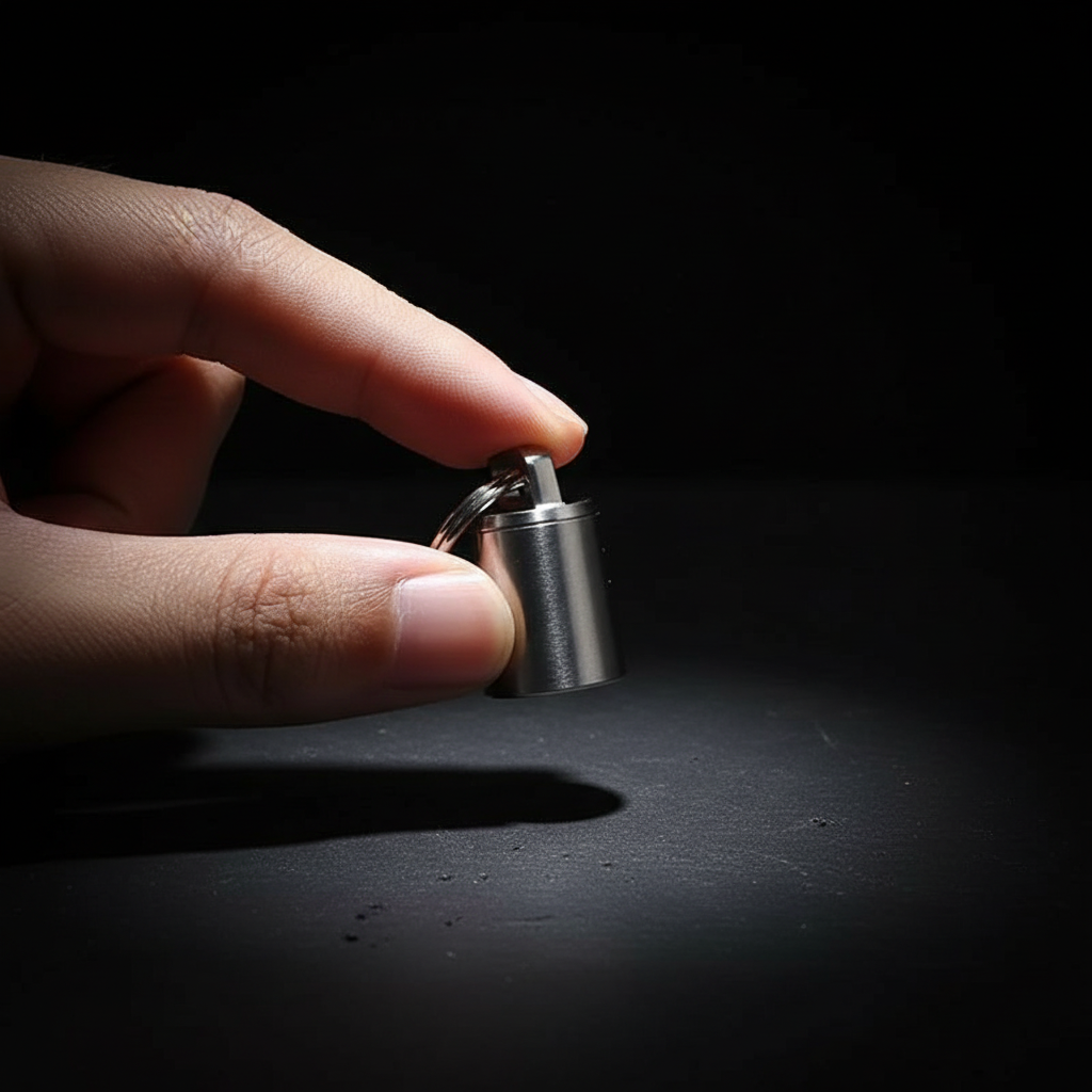 Tiny Titanium Keychain Capsule · 23 mm