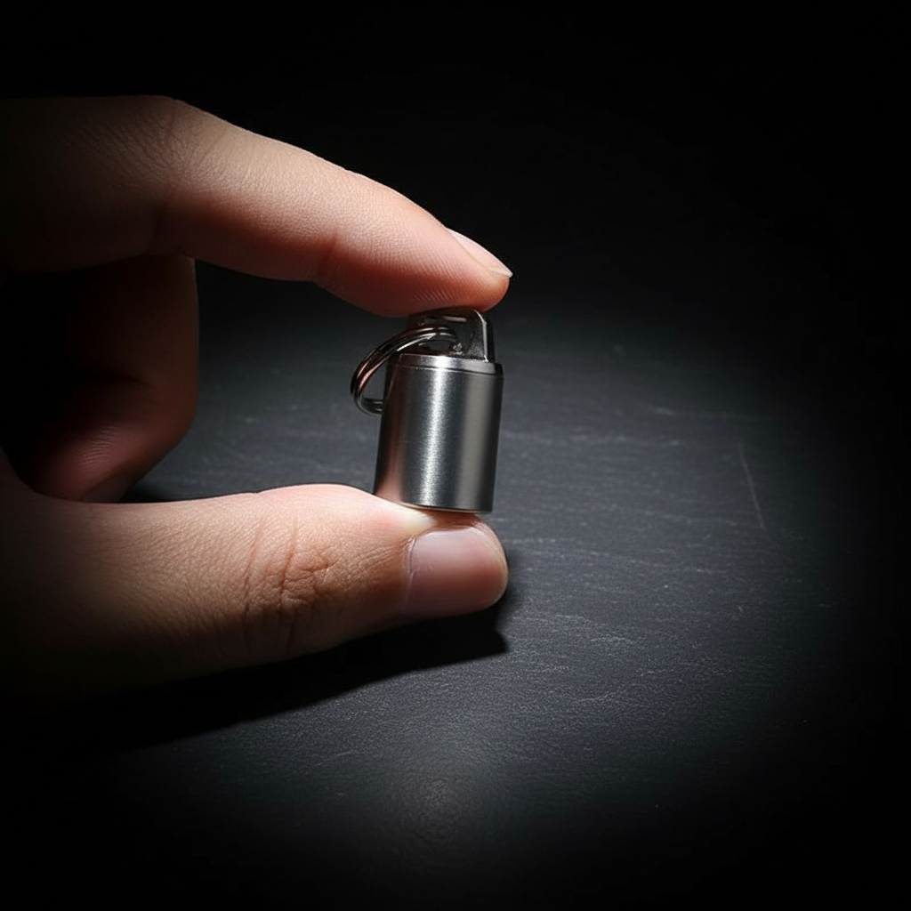 Tiny Titanium Keychain Capsule · 23 mm
