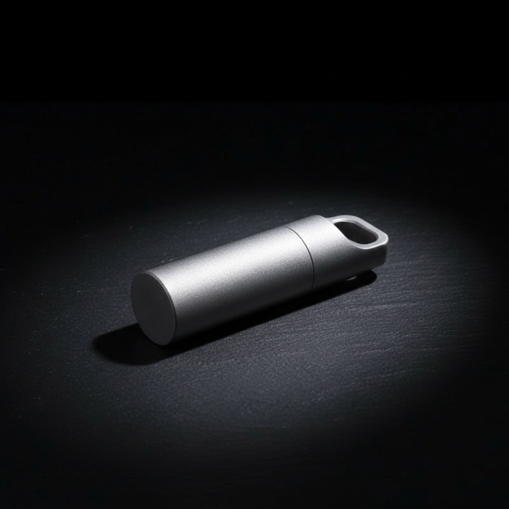Gray Titanium Keychain Canister · S, M, L