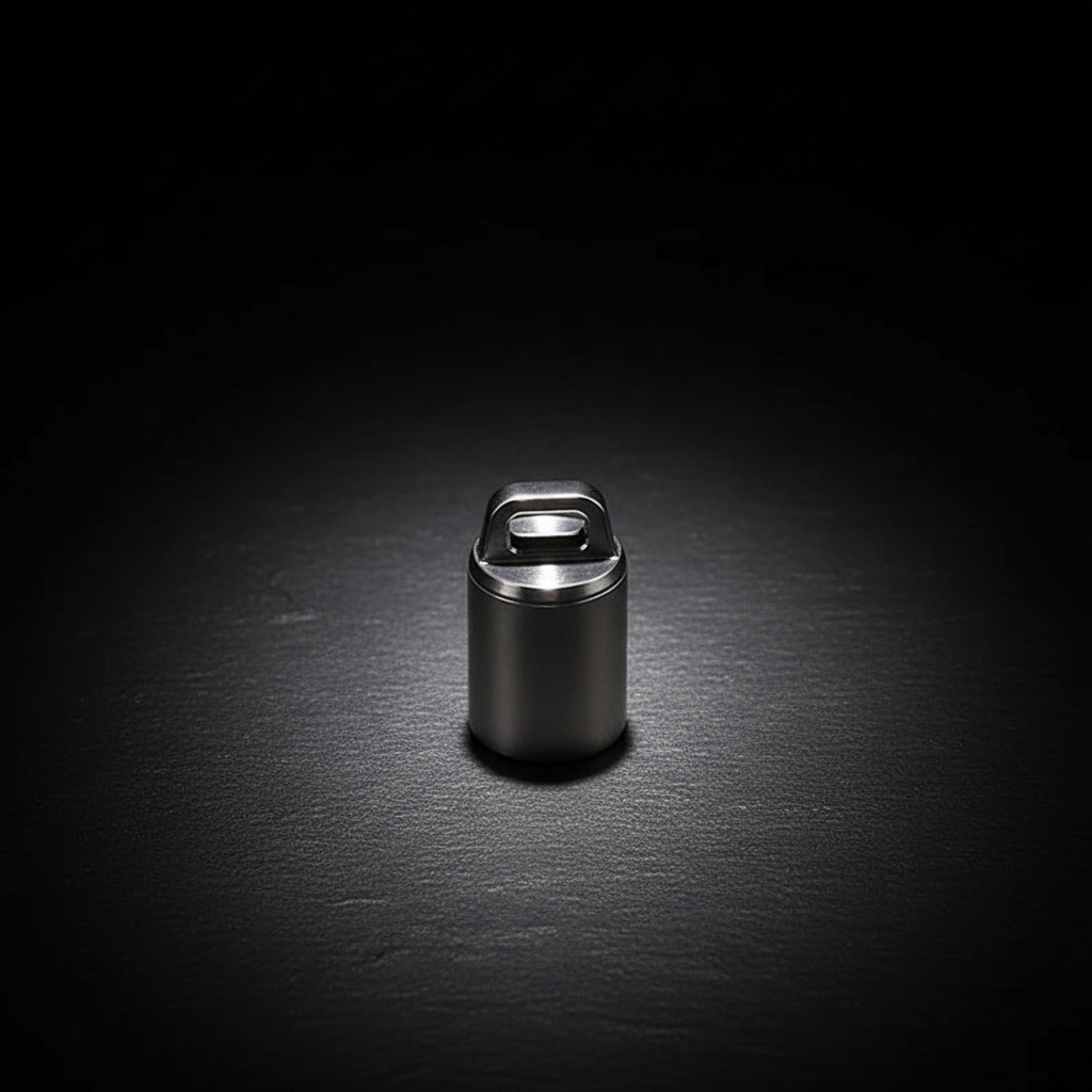 Tiny Titanium Keychain Capsule · 23 mm