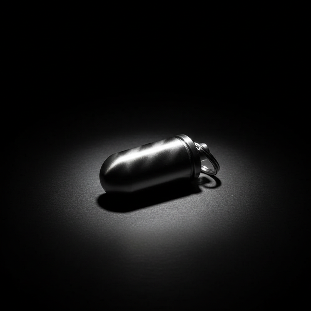 Titanium Keychain Capsule · 33 mm, Silver or Gray — Silver