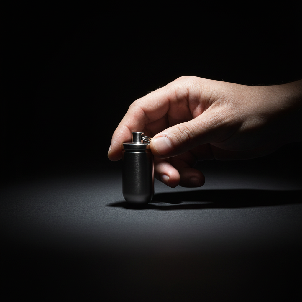 Titanium Keychain Capsule · 33 mm, Silver or Gray