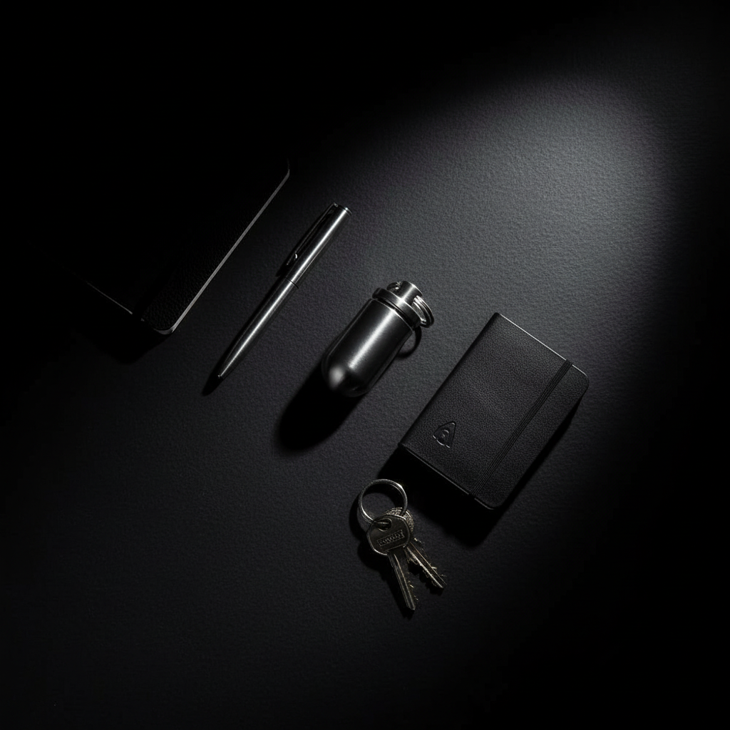 Titanium Keychain Capsule · 33 mm, Silver or Gray