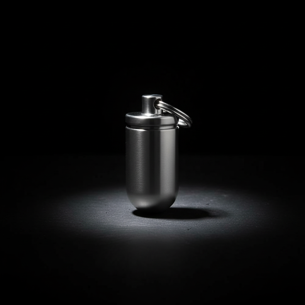Titanium Keychain Capsule · 33 mm, Silver or Gray