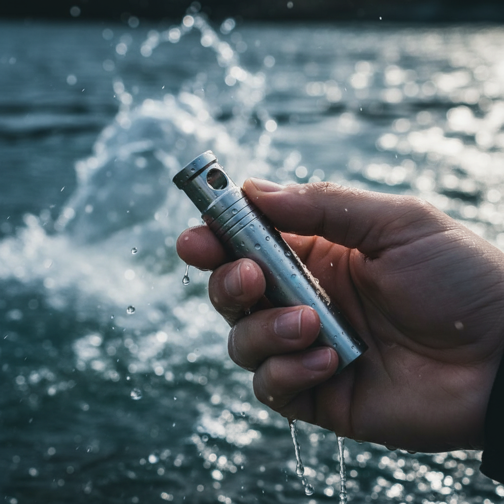 Slim Titanium Keychain Canister · 50 mm