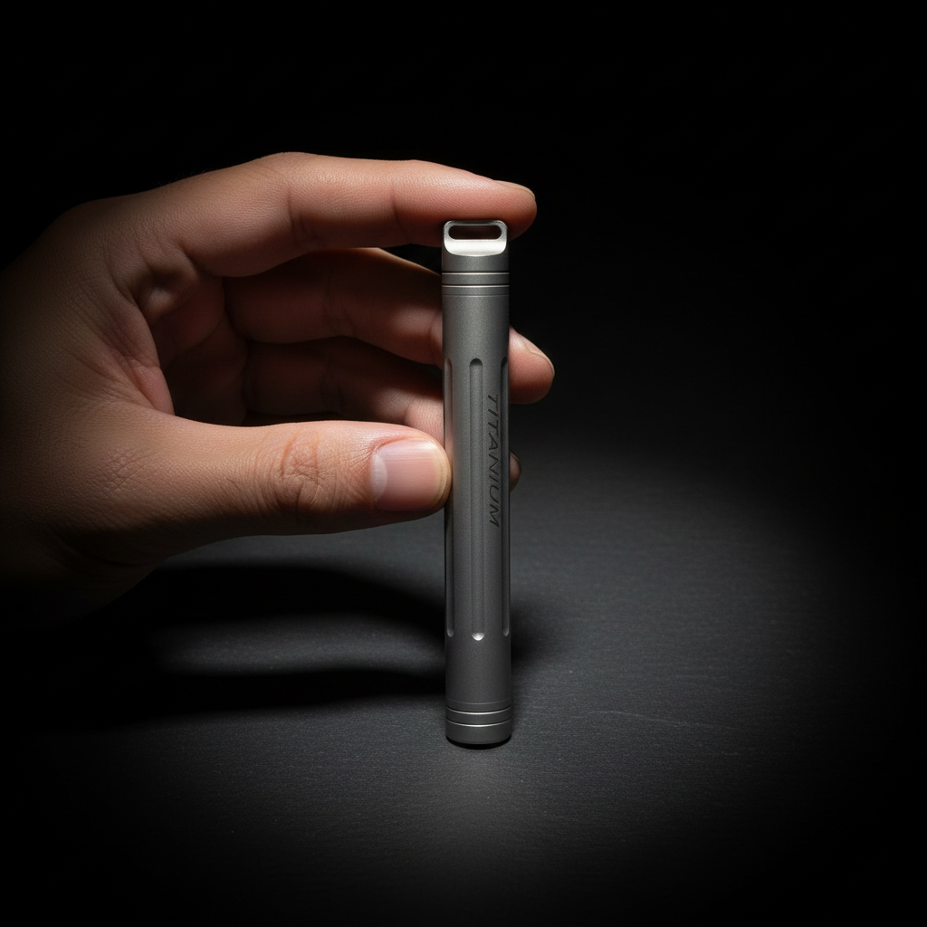 Titanium Toothpick Holder · Gray or Blue · 78 mm