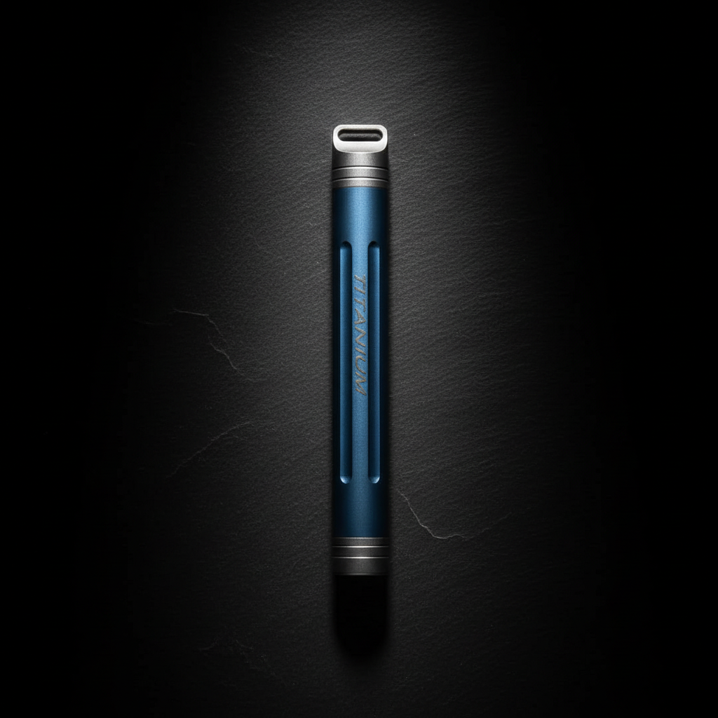 Titanium Toothpick Holder · Gray or Blue · 78 mm