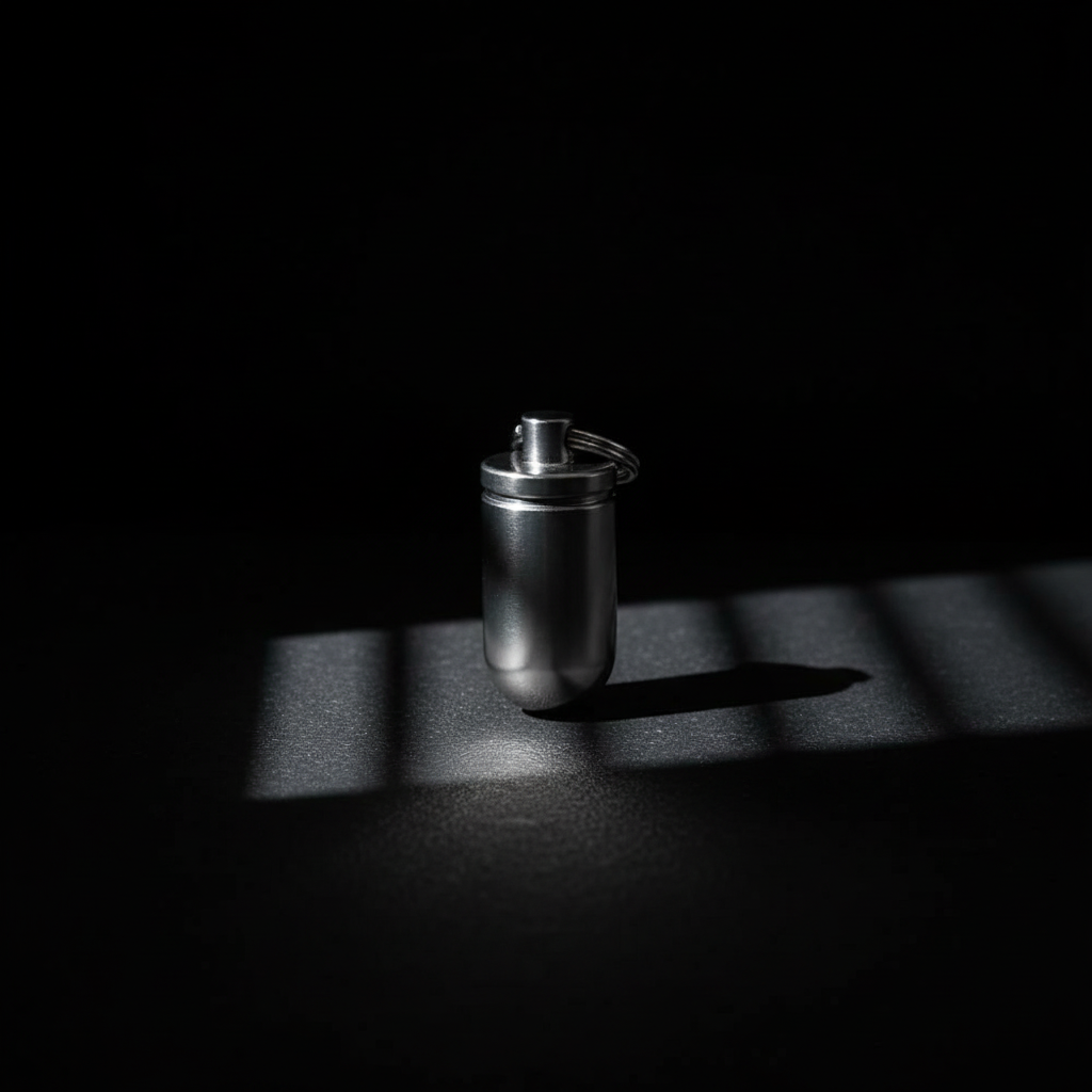 Titanium Keychain Capsule · 33 mm, Silver or Gray