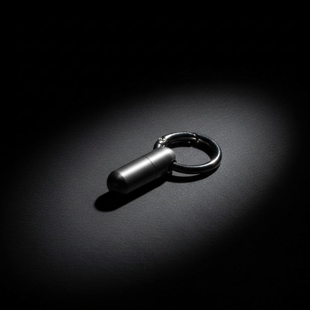 Titanium Keychain Pill Vial · Silver, Black or Colourful — Silver