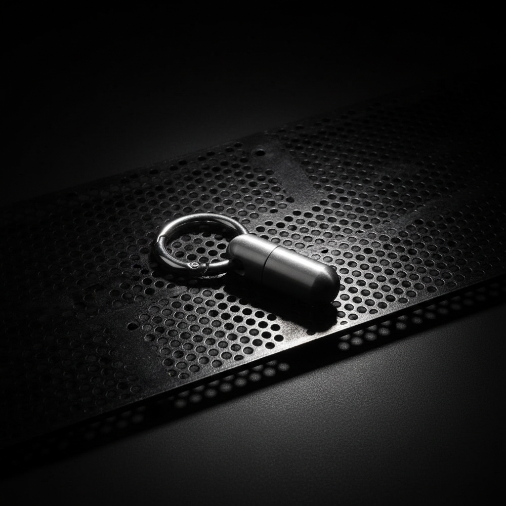Titanium Keychain Pill Vial · Silver, Black or Colourful
