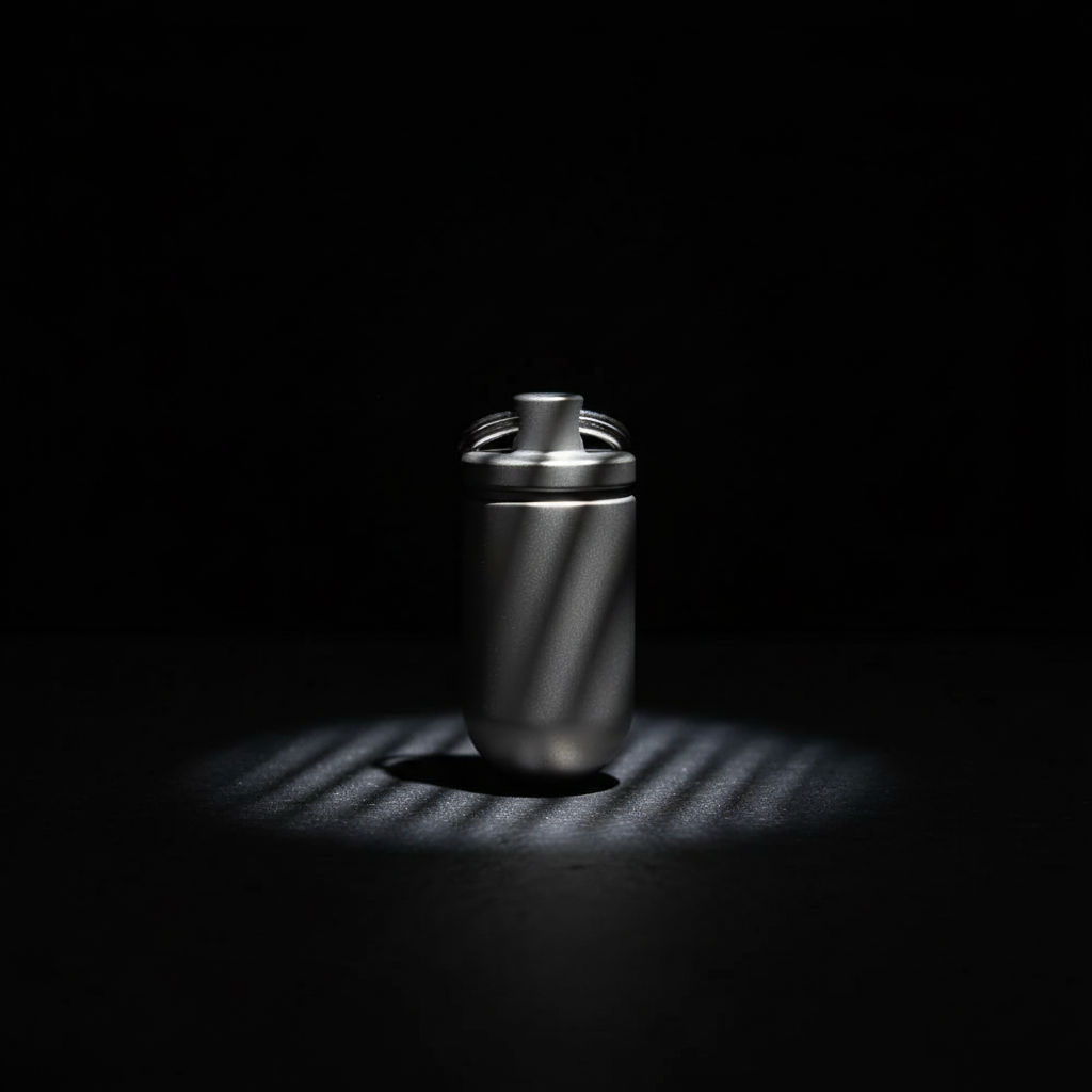 Titanium Keychain Capsule · 33 mm, Silver or Gray — Gray