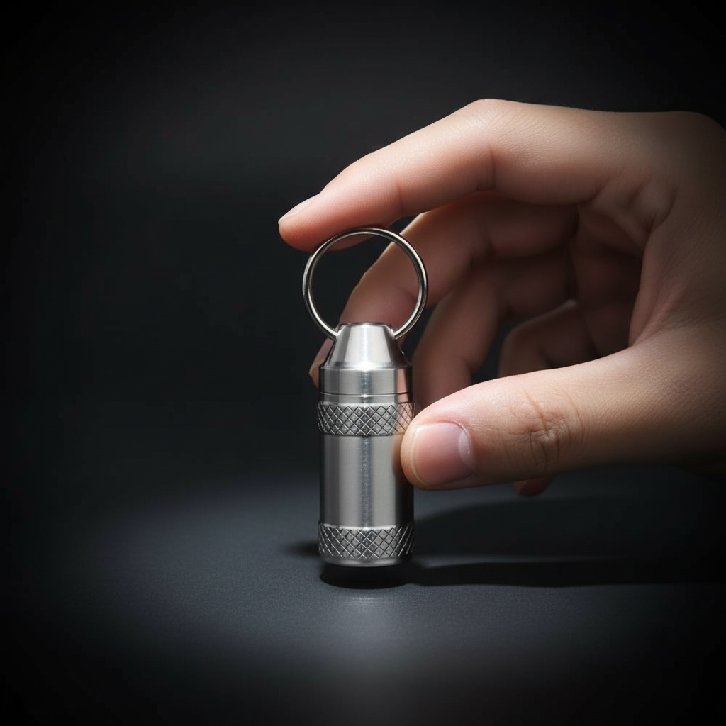 Titanium Keychain Capsule · 35 mm