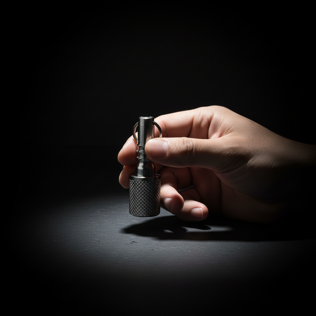 Titanium Mini Keychain Container · 46.5 mm
